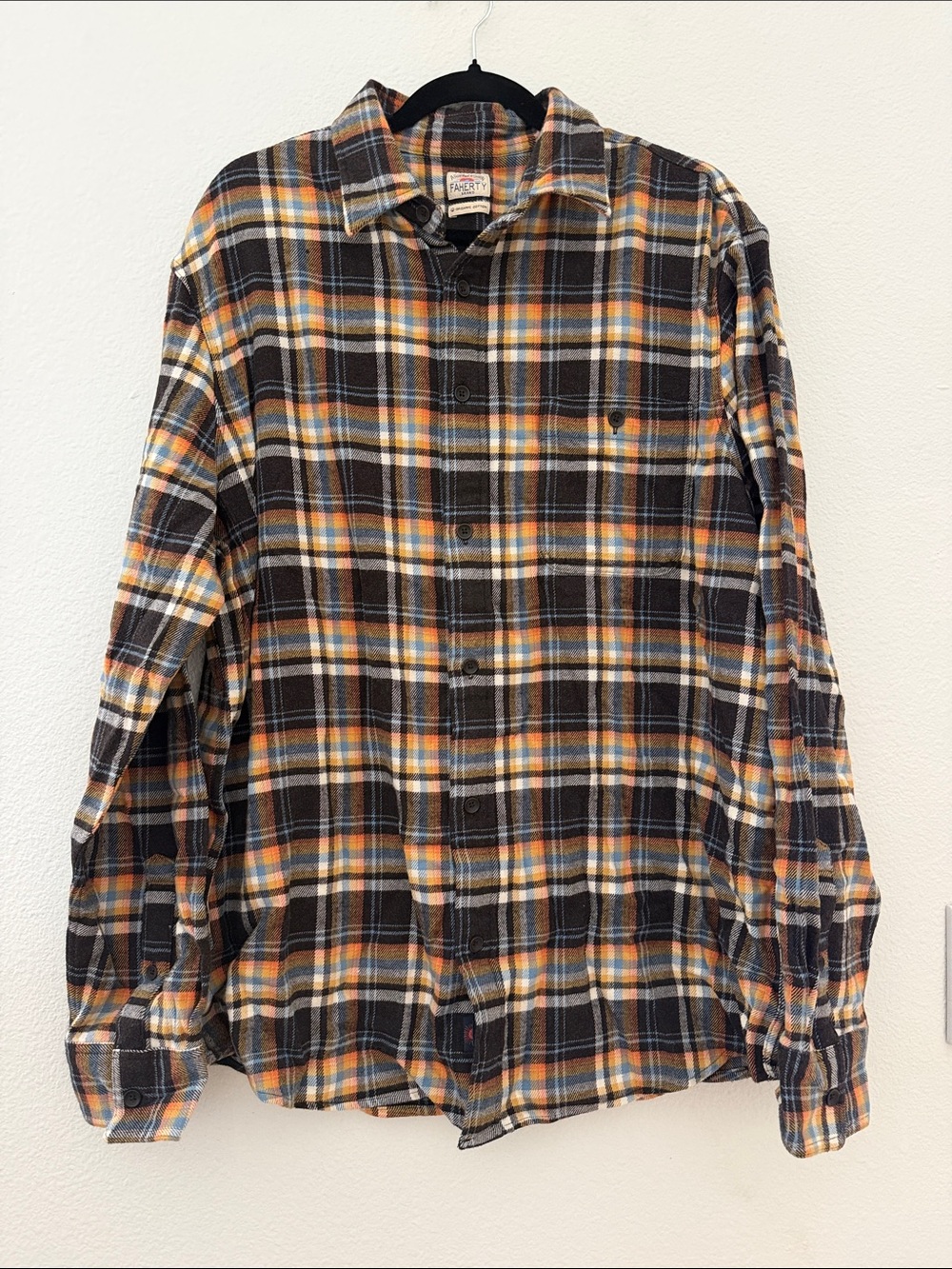 Faherty Men’s Plaid Flannel Button-Up Shirt | Long Sleeve | Size XL